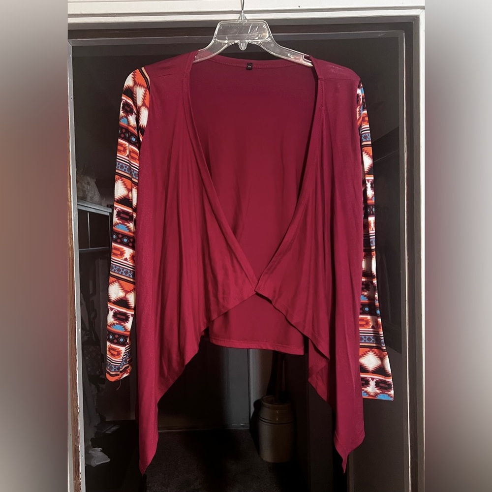 Sz: XL
Burgandy Plum
L/S Short Cardigan 
Cotton/Poly